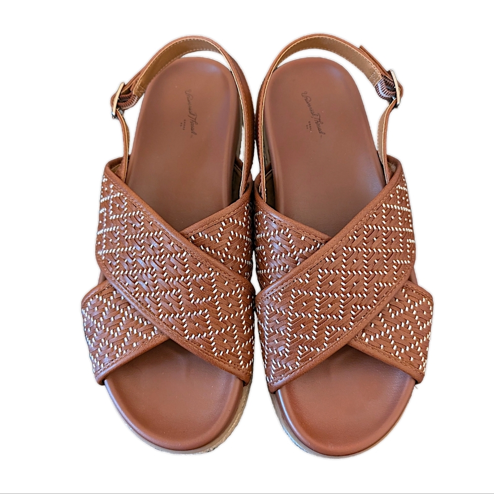 Universal Thread Brown Crisscross Woven Slingback Sandals
